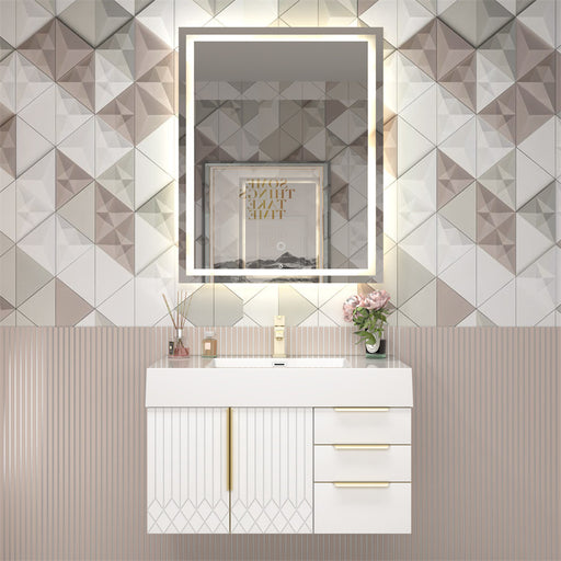 Moreno Bath MILANA30 Milana 30" Floating Bathroom Vanity with Reinforced Acrylic Sink in Gloss White