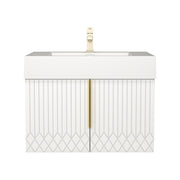 Moreno Bath MILANA30 Milana 30" Floating Bathroom Vanity with Reinforced Acrylic Sink in Gloss White - view 4