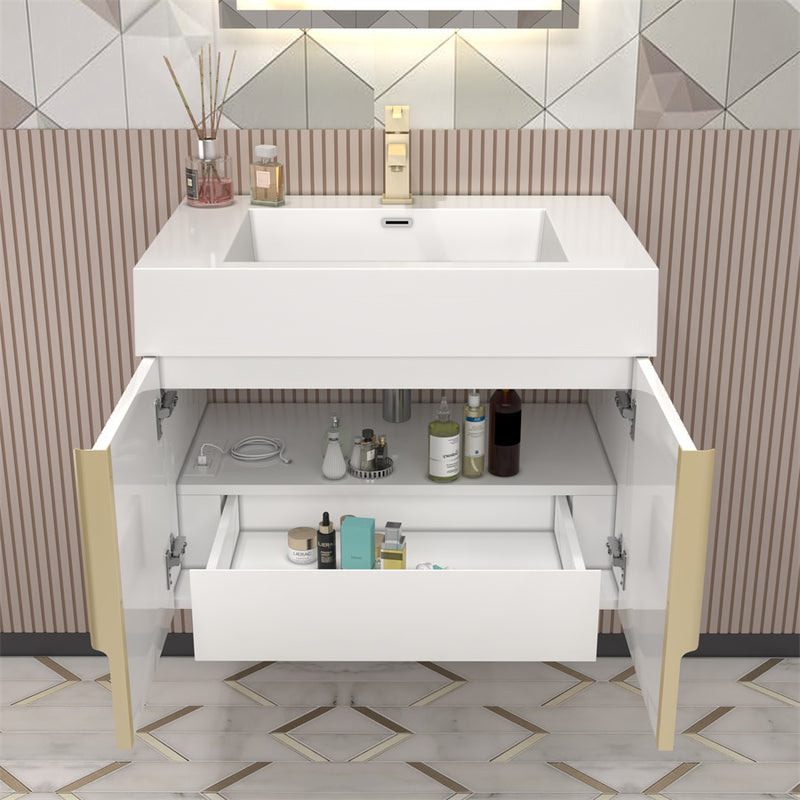 Moreno Bath MILANA30 Milana 30" Floating Bathroom Vanity with Reinforced Acrylic Sink in Gloss White - view 5