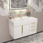 Moreno Bath MILANA36-R Milana 36" Floating Bathroom Vanity with Reinforced Acrylic Sink in Gloss White | Right Side Drawers - view 3