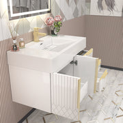 Moreno Bath MILANA36-R Milana 36" Floating Bathroom Vanity with Reinforced Acrylic Sink in Gloss White | Right Side Drawers - view 7