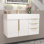 Moreno Bath MILANA36-R Milana 36" Floating Bathroom Vanity with Reinforced Acrylic Sink in Gloss White | Right Side Drawers - view 8