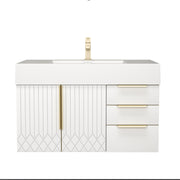 Moreno Bath MILANA36-R Milana 36" Floating Bathroom Vanity with Reinforced Acrylic Sink in Gloss White | Right Side Drawers - view 4