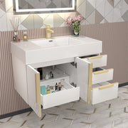 Moreno Bath MILANA36-R Milana 36" Floating Bathroom Vanity with Reinforced Acrylic Sink in Gloss White | Right Side Drawers - view 6