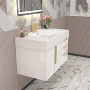Moreno Bath MILANA36-R Milana 36" Floating Bathroom Vanity with Reinforced Acrylic Sink in Gloss White | Right Side Drawers - view 9