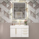 Moreno Bath MILANA36-R Milana 36" Floating Bathroom Vanity in Gloss White (Right Side Drawers)