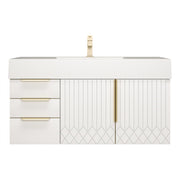 Moreno Bath MILANA42-L Milana 42" Floating Bathroom Vanity with Reinforced Acrylic Sink in Gloss White | Left Side Drawers - view 4