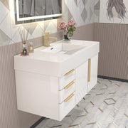 Moreno Bath MILANA42-L Milana 42" Floating Bathroom Vanity with Reinforced Acrylic Sink in Gloss White | Left Side Drawers - view 7