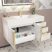 Moreno Bath MILANA42-R Milana 42" Floating Bathroom Vanity with Reinforced Acrylic Sink in Gloss White | Right Side Drawers - view 6