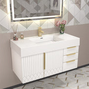 Moreno Bath MILANA42-R Milana 42" Floating Bathroom Vanity with Reinforced Acrylic Sink in Gloss White | Right Side Drawers - view 3