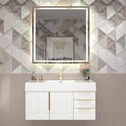 Moreno Bath MILANA42-R Milana 42" Floating Bathroom Vanity in Gloss White (Right Side Drawers)