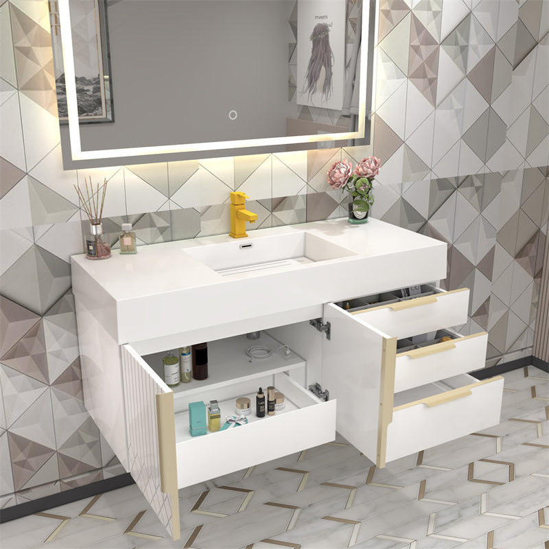 Moreno Bath MILANA48 Milana 48" Floating Bathroom Vanity with Reinforced Acrylic Sink in Gloss White - view 9