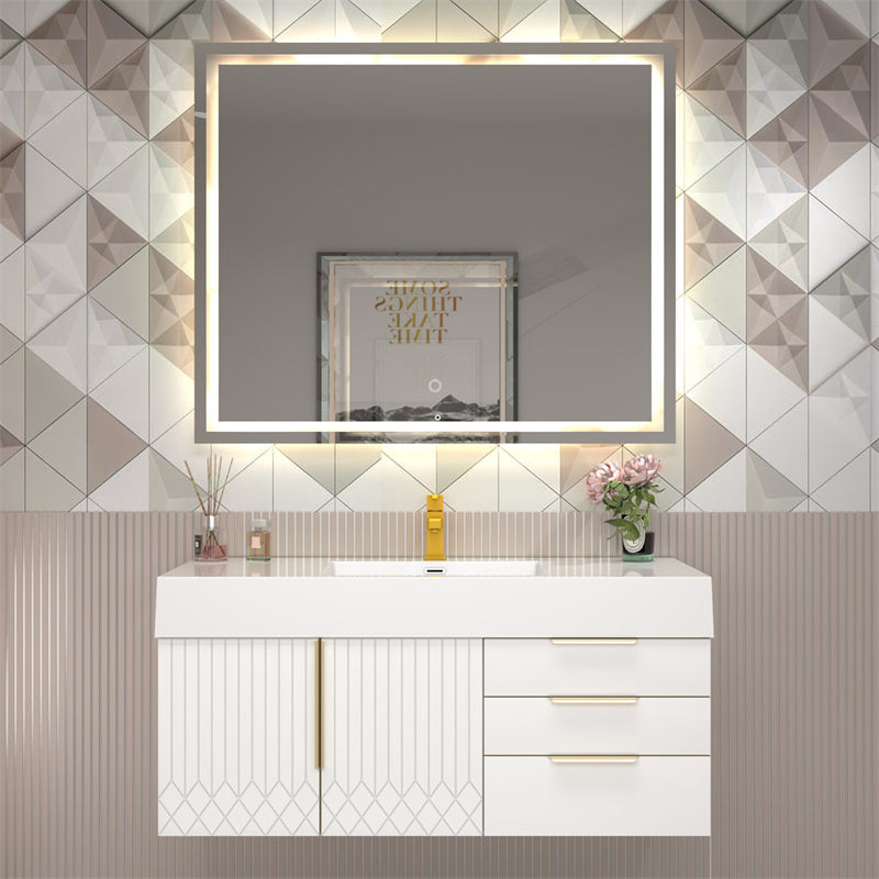 Moreno Bath MILANA48 Milana 48" Floating Bathroom Vanity with Reinforced Acrylic Sink in Gloss White