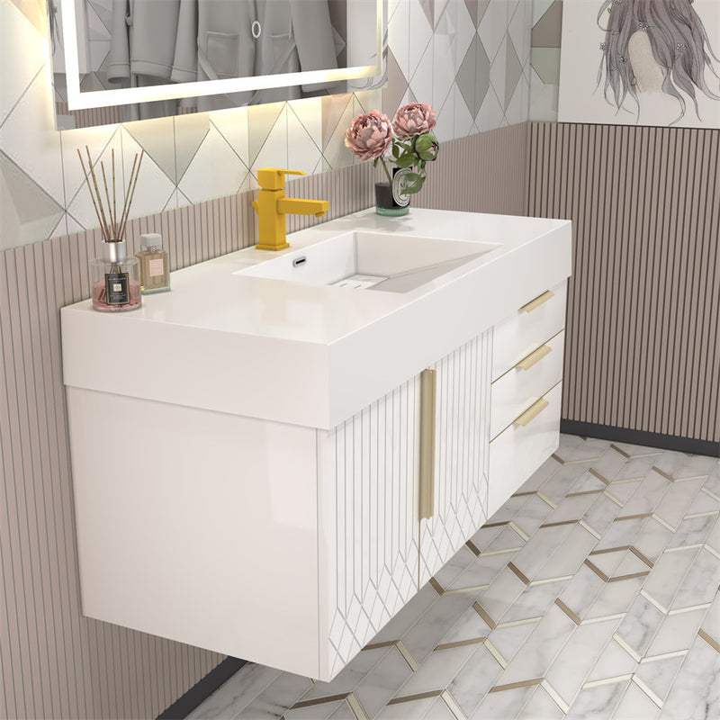 Moreno Bath MILANA48 Milana 48" Floating Bathroom Vanity with Reinforced Acrylic Sink in Gloss White - view 6