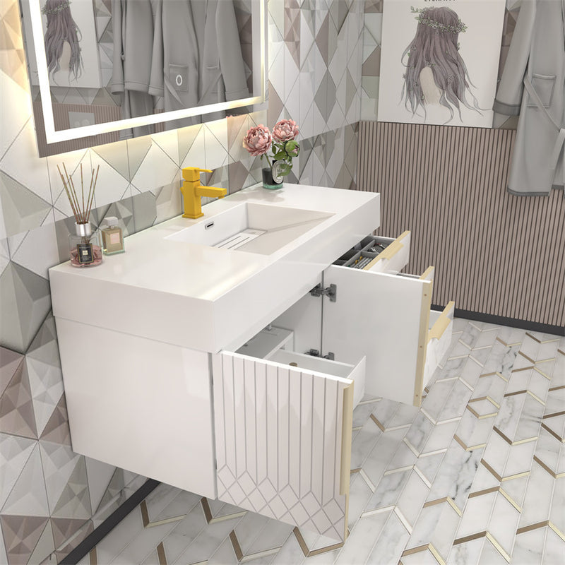 Moreno Bath MILANA48 Milana 48" Floating Bathroom Vanity with Reinforced Acrylic Sink in Gloss White - view 7