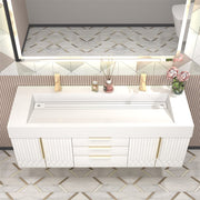 Moreno Bath MILANA60D Milana 60" Floating Bathroom Vanity with Reinforced Acrylic Double Sink in Gloss White - view 2