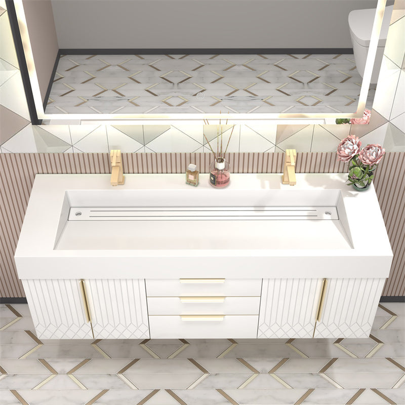 Moreno Bath MILANA60D Milana 60" Floating Bathroom Vanity with Reinforced Acrylic Double Sink in Gloss White - view 2
