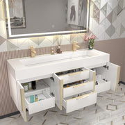 Moreno Bath MILANA60D Milana 60" Floating Bathroom Vanity with Reinforced Acrylic Double Sink in Gloss White - view 8