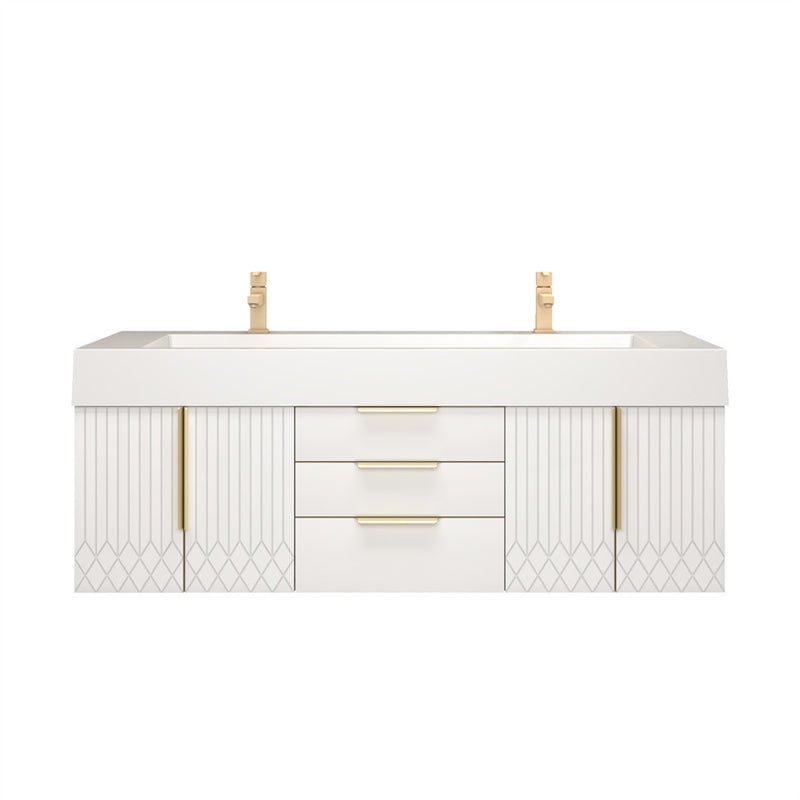 Moreno Bath MILANA60D Milana 60" Floating Bathroom Vanity with Reinforced Acrylic Double Sink in Gloss White - view 4