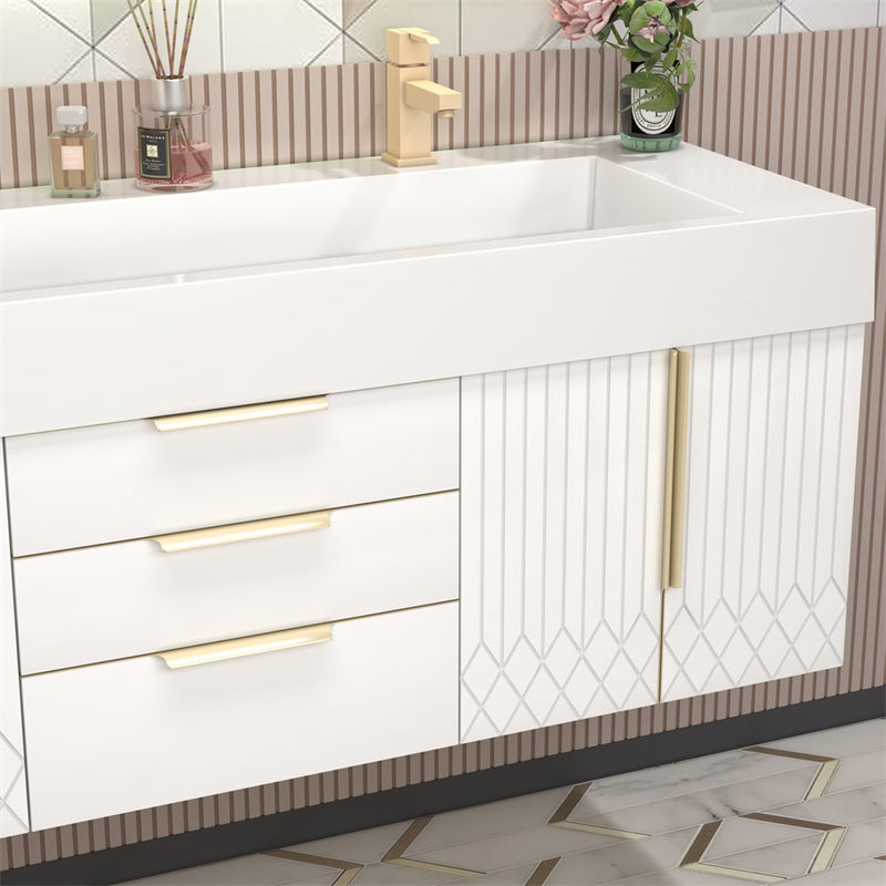 Moreno Bath MILANA60D Milana 60" Floating Bathroom Vanity with Reinforced Acrylic Double Sink in Gloss White - view 3