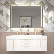 Moreno Bath MILANA60D Milana 60" Floating Bathroom Vanity with Reinforced Acrylic Double Sink in Gloss White