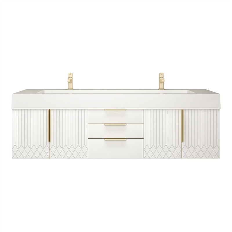 Moreno Bath MILANA72D Milana 72" Floating Bathroom Vanity with Reinforced Acrylic Double Sink in Gloss White - view 4