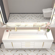 Moreno Bath MILANA72D Milana 72" Floating Bathroom Vanity with Reinforced Acrylic Double Sink in Gloss White - view 2