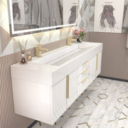 Moreno Bath MILANA72D Milana 72" Floating Bathroom Vanity with Reinforced Acrylic Double Sink in Gloss White - view 5