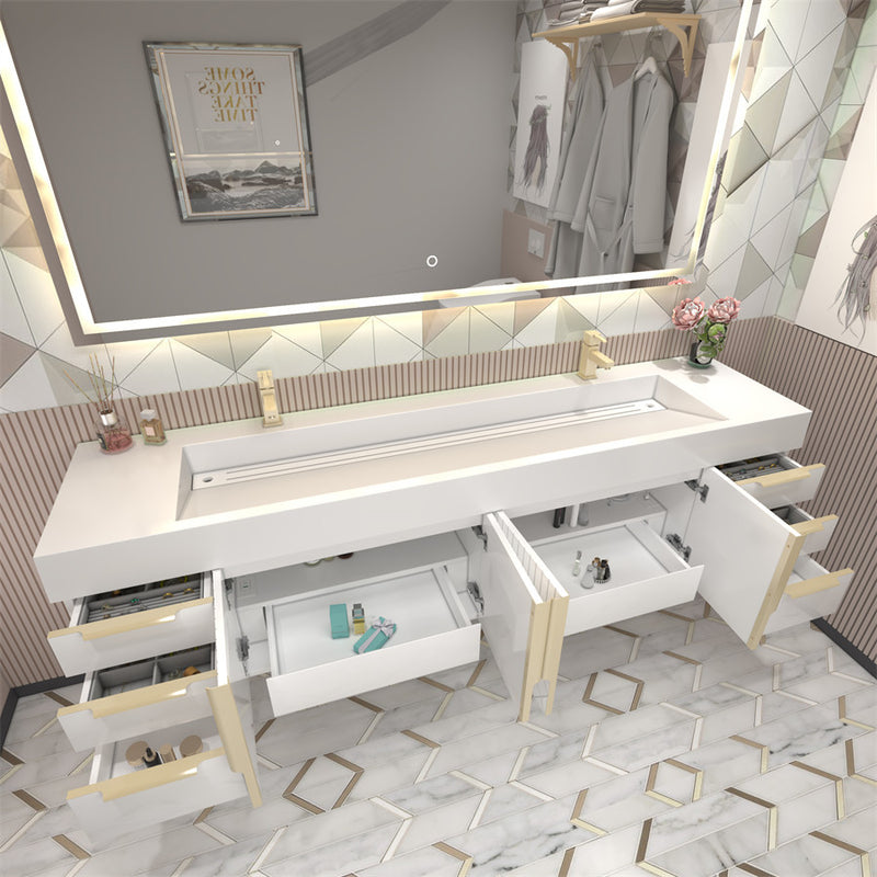 Moreno Bath MILANA84D Milana 84" Floating Bathroom Vanity with Reinforced Acrylic Double Sink in Gloss White - view 8