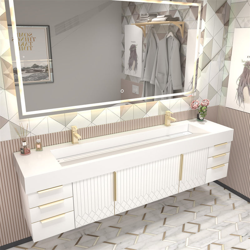Moreno Bath MILANA84D Milana 84" Floating Bathroom Vanity with Reinforced Acrylic Double Sink in Gloss White - view 7