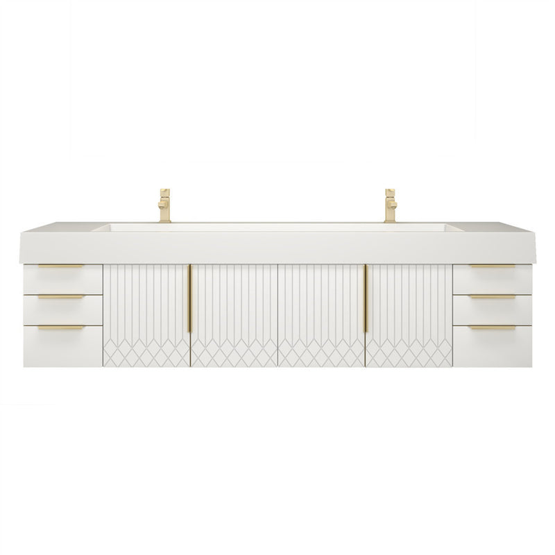 Moreno Bath MILANA84D Milana 84" Floating Bathroom Vanity with Reinforced Acrylic Double Sink in Gloss White - view 3