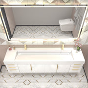 Moreno Bath MILANA84D Milana 84" Floating Bathroom Vanity with Reinforced Acrylic Double Sink in Gloss White - view 2