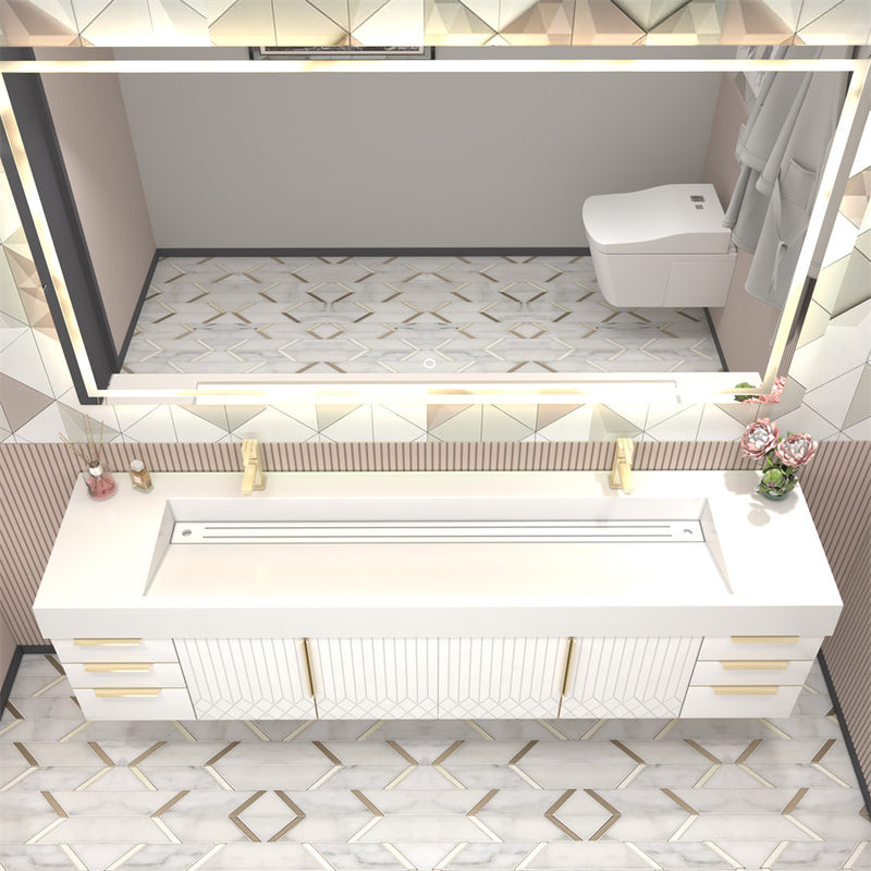 Moreno Bath MILANA84D Milana 84" Floating Bathroom Vanity with Reinforced Acrylic Double Sink in Gloss White - view 2