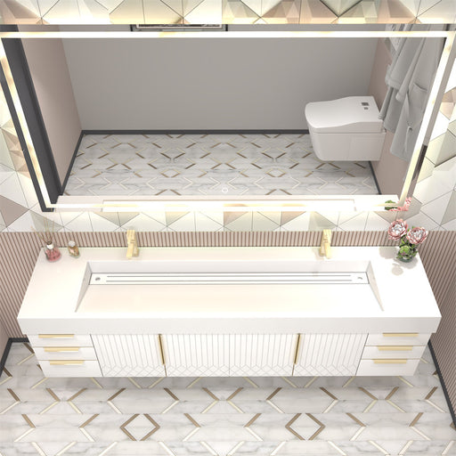 Moreno Bath MILANA84D Milana 84" Floating Bathroom Vanity with Reinforced Acrylic Double Sink in Gloss White - view 2