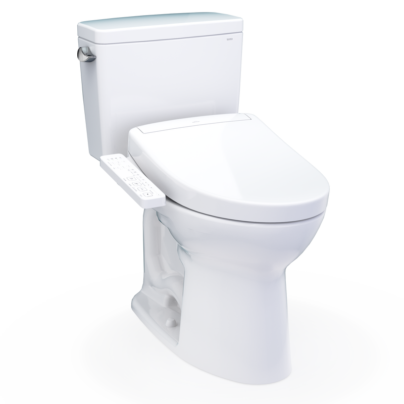 TOTO MW7763346CEG#01 Drake WASHLET+ Two-Piece Elongated 1.28 GPF TORNADO FLUSH Toilet with S2 Bidet Seat, Cotton White