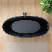 Anzzi FT-AZ516 67 in. x 32 in. Oval Stone Resin Freestanding Bathtub with Headrest