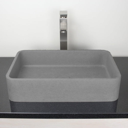 Morden Rectangular Cast Concrete Vessel Sink - Light Grey