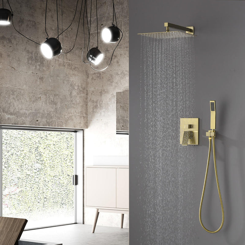 Moreno Bath SHWRSET-BGOLD-2V Moreno 10" Shower Head In Brushed Gold and Hand Held Two Valve Set - view 10