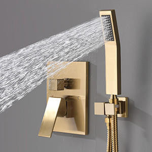 Moreno Bath SHWRSET-BGOLD-2V Moreno 10" Shower Head In Brushed Gold and Hand Held Two Valve Set - view 3