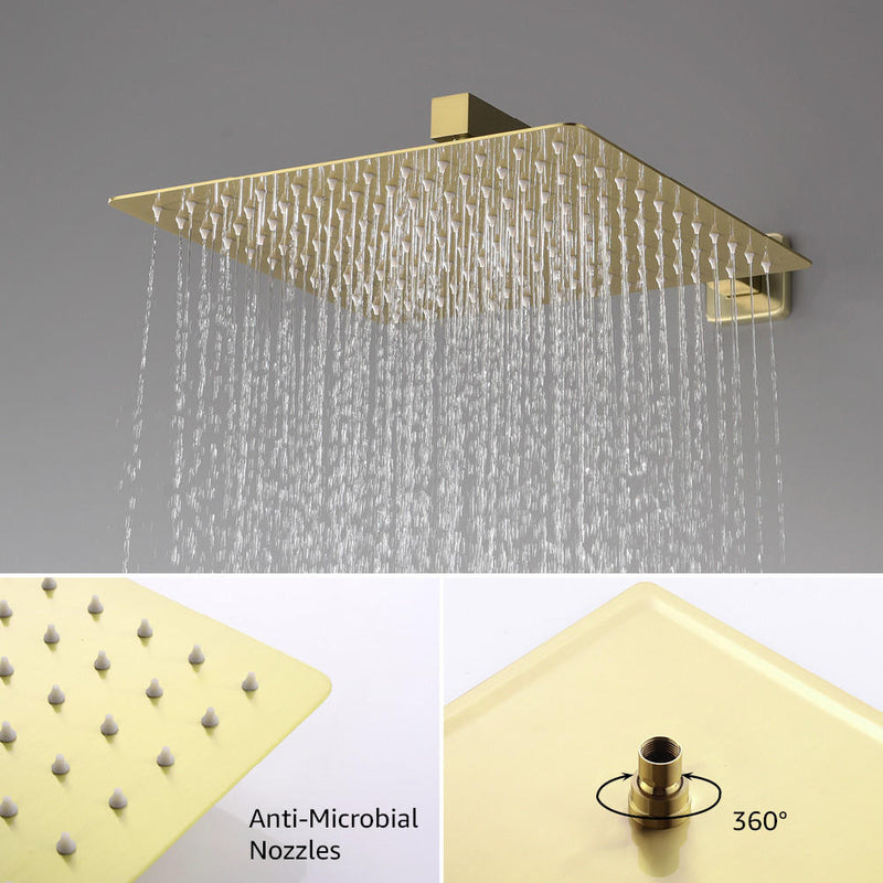 Moreno Bath SHWRSET-BGOLD-2V Moreno 10" Shower Head In Brushed Gold and Hand Held Two Valve Set - view 6