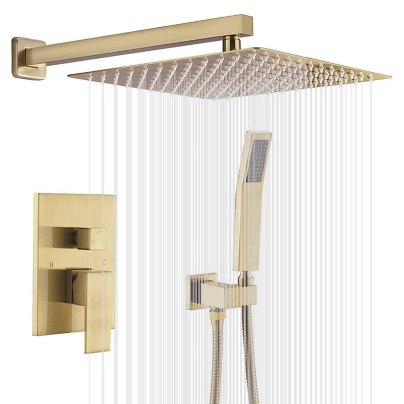 Moreno Bath SHWRSET-BGOLD-2V Moreno 10" Shower Head In Brushed Gold and Hand Held Two Valve Set - view 2