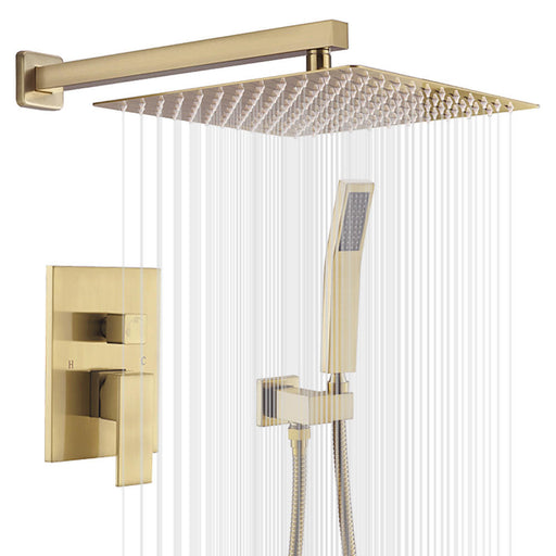 Moreno Bath SHWRSET-BGOLD-2V Moreno 10" Shower Head In Brushed Gold and Hand Held Two Valve Set - view 2