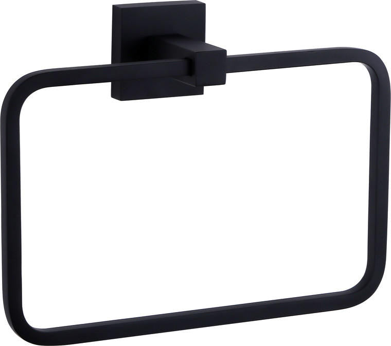 Moreno Bath 8" Square Towel Ring in Matte Black