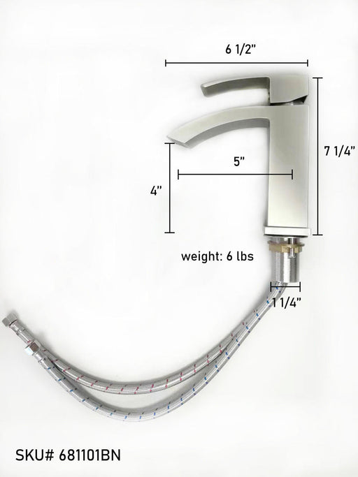 Moreno Bath 681101BN Moreno Bath Angular Rounded Single Lever Faucet in Brushed Nickel | 681101BN - view 2