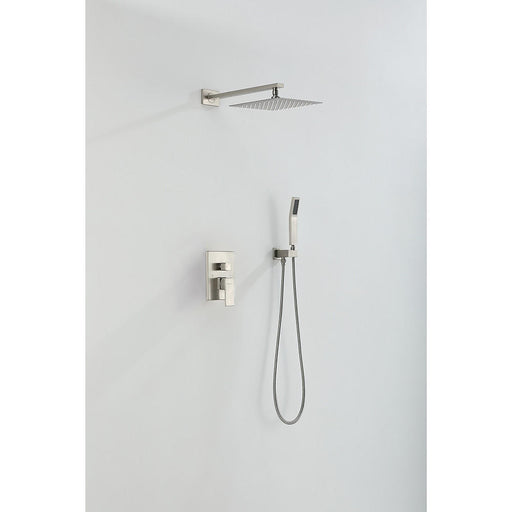 Moreno Bath SHWRSET-BN-10SQ Brushed Nickel Brass Shower Set with 10" Square Rain Shower and Handheld