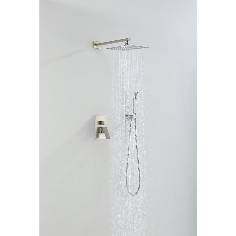Moreno Bath SHWRSET-BN-10SQ MORENO BRUSHED NICKEL BRASS SHOWER SET W/ 10" SQUARE RAIN SHOWER AND HANDHELD - view 2