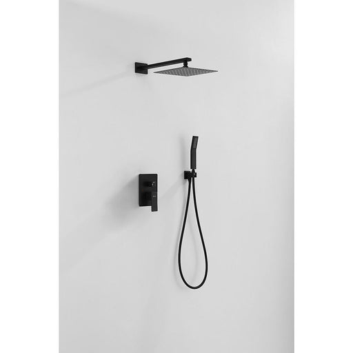 Moreno Bath SHWRSET-BLK-10SQ Matte Black Brass Shower Set with 10" Square Rain Shower and Handheld