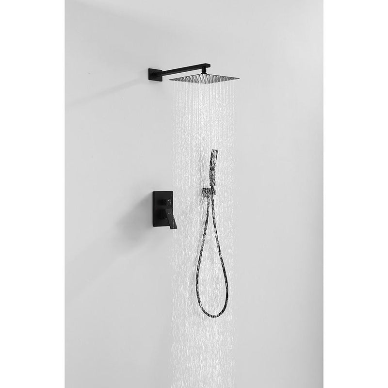 Moreno Bath SHWRSET-BLK-10SQ MORENO MATTE BLACK BRASS SHOWER SET W/ 10" SQUARE RAIN SHOWER AND HANDHELD - view 2