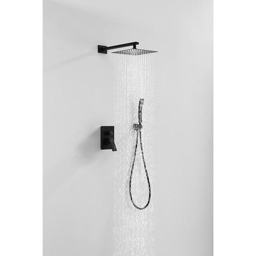 Moreno Bath SHWRSET-BLK-10SQ MORENO MATTE BLACK BRASS SHOWER SET W/ 10" SQUARE RAIN SHOWER AND HANDHELD - view 2