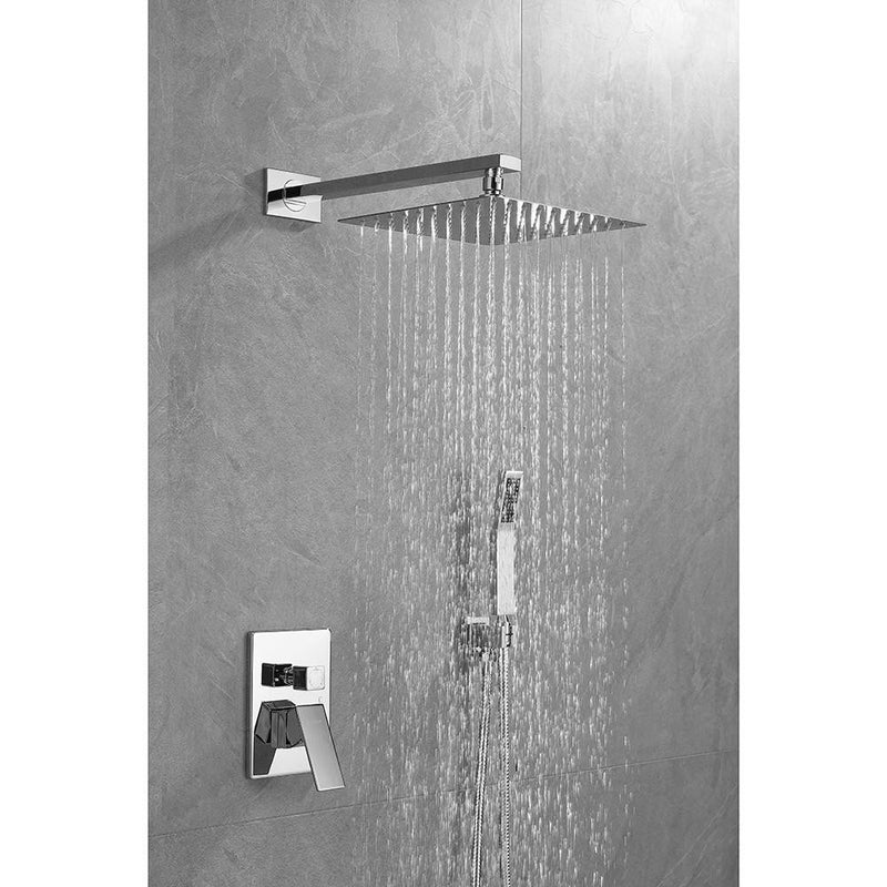 Moreno Bath SHWRSET-CHR-10SQ-TUB MORENO POLISHED CHROME SHOWER SET W/ 10" SQUARE RAIN SHOWER, TUB FILLER AND HANDHELD - view 3